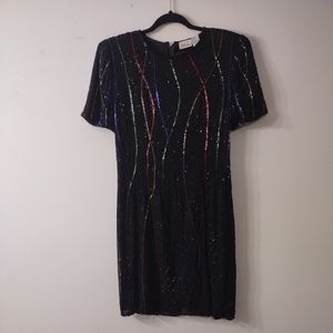 Vintage Styleworks Silk Beaded Dress, Size 10